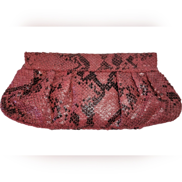 Urban Expressions Clutch Vegan Python Look, Red, Black, Gold Hardware - Picture 5 of 11